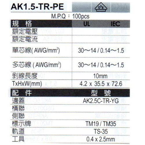 AK1.5-TR-PE規格