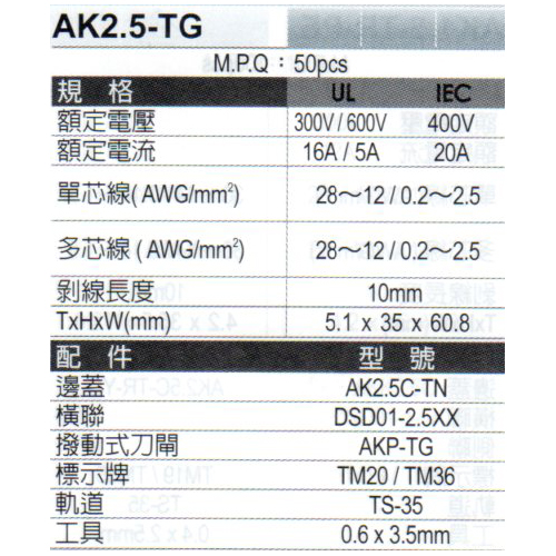 AK2.5-TG規格