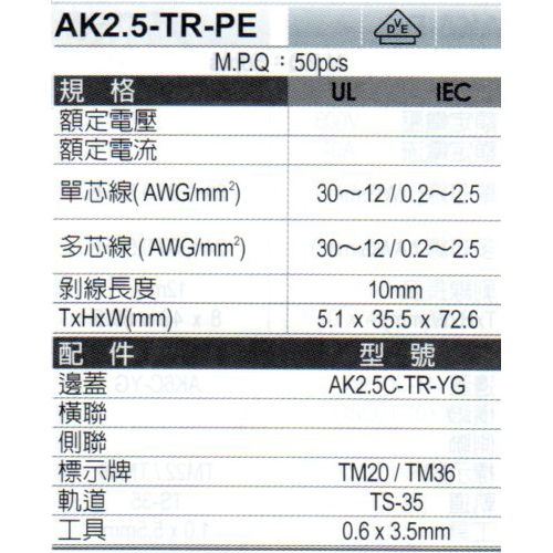AK2.5-TR-PE規格