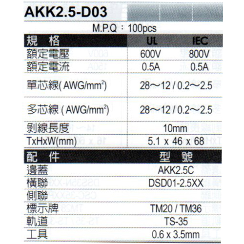 AKK2.5-D03規格