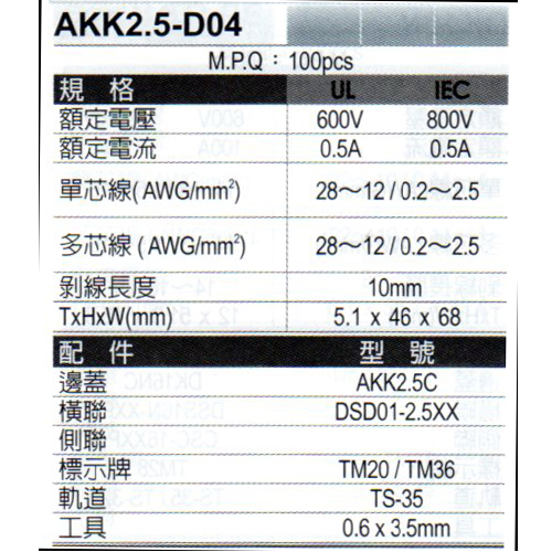 AKK2.5-D04規格